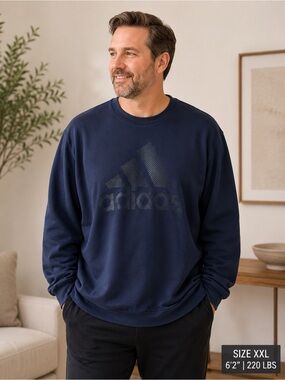 NWT Adidas Men's Navy Crewneck Sweatshirt XXL